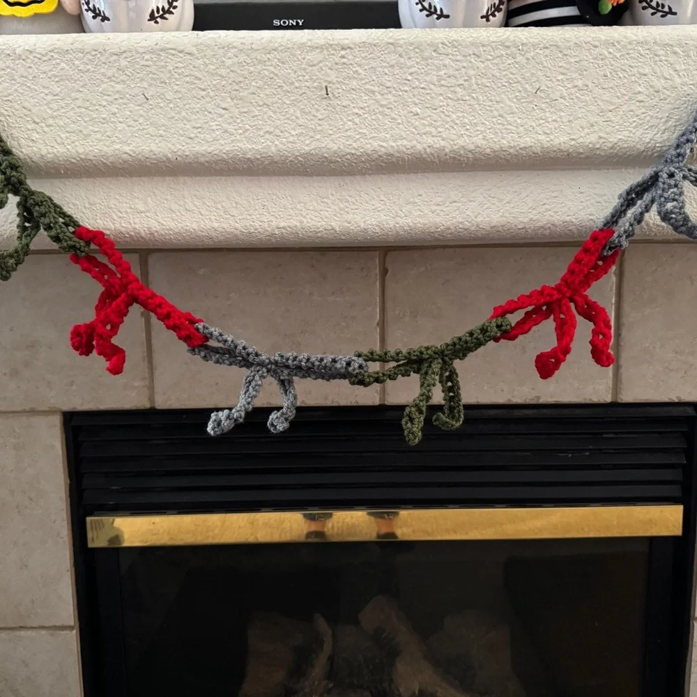 Handmade Holiday Garland - Red, Green, and Gray
